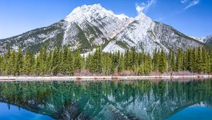 Preview wallpaper mountain, lake, reflection, water, shore, landscape