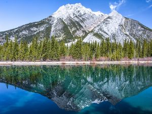 Preview wallpaper mountain, lake, reflection, water, shore, landscape