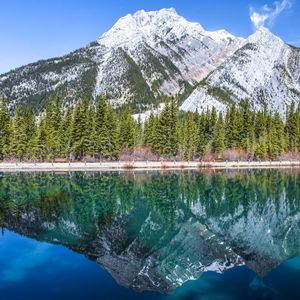 Preview wallpaper mountain, lake, reflection, water, shore, landscape