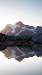 Preview wallpaper mountain, lake, shore, water, reflection