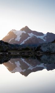 Preview wallpaper mountain, lake, shore, water, reflection