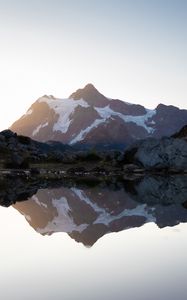 Preview wallpaper mountain, lake, shore, water, reflection
