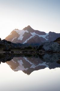 Preview wallpaper mountain, lake, shore, water, reflection