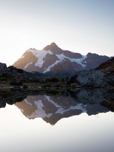 Preview wallpaper mountain, lake, shore, water, reflection