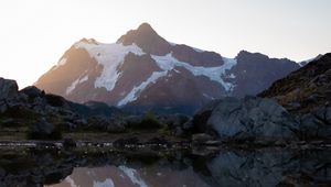 Preview wallpaper mountain, lake, shore, water, reflection