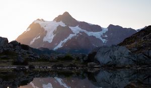 Preview wallpaper mountain, lake, shore, water, reflection