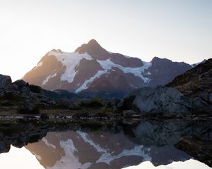 Preview wallpaper mountain, lake, shore, water, reflection