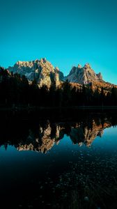 Preview wallpaper mountain, lake, sky, shadows, reflection
