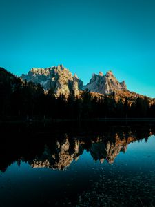 Preview wallpaper mountain, lake, sky, shadows, reflection