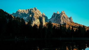 Preview wallpaper mountain, lake, sky, shadows, reflection