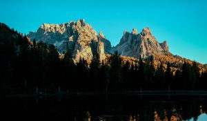 Preview wallpaper mountain, lake, sky, shadows, reflection