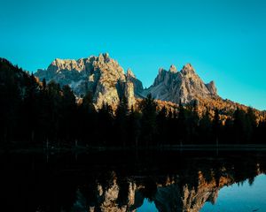 Preview wallpaper mountain, lake, sky, shadows, reflection