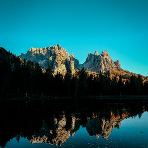 Preview wallpaper mountain, lake, sky, shadows, reflection