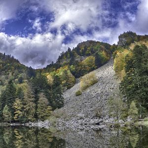 Preview wallpaper mountain, lake, trees, reflection, landscape