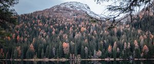Preview wallpaper mountain, lake, trees, water, reflection