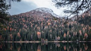 Preview wallpaper mountain, lake, trees, water, reflection