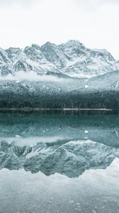 Preview wallpaper mountain, lake, winter, snow, reflection