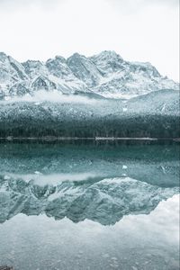 Preview wallpaper mountain, lake, winter, snow, reflection