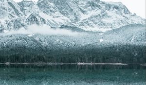 Preview wallpaper mountain, lake, winter, snow, reflection