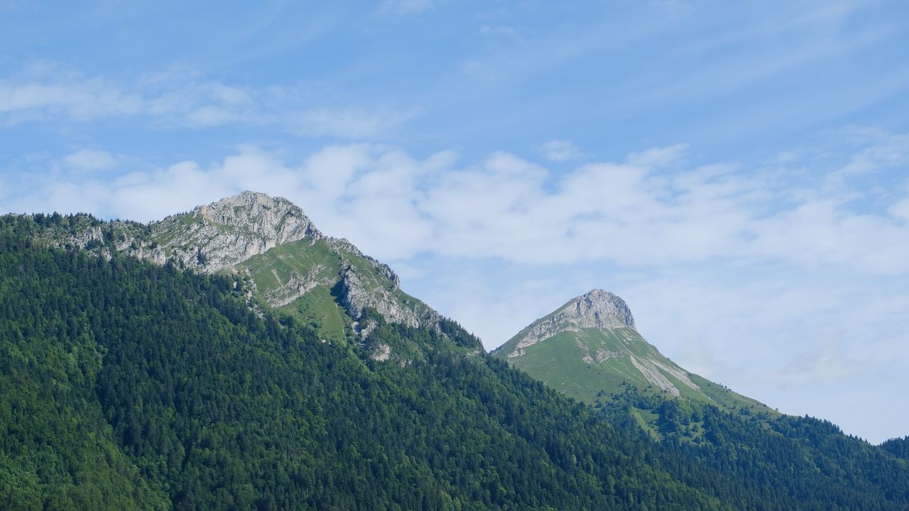 Wallpaper mountain, landform, trees, forest, landscape, nature