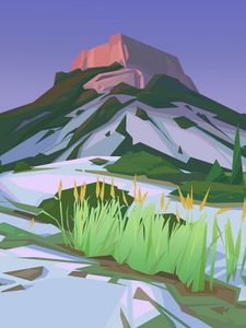 Preview wallpaper mountain, landscape, art, vector