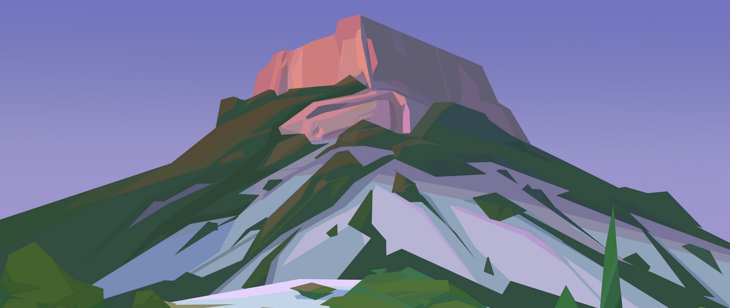Download wallpaper 2560x1080 mountain, landscape, art, vector dual wide