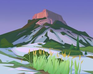 Preview wallpaper mountain, landscape, art, vector
