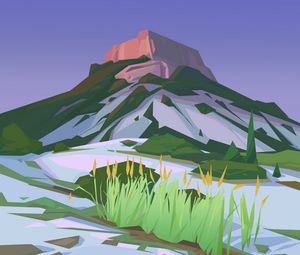 Preview wallpaper mountain, landscape, art, vector