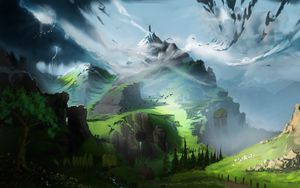 Preview wallpaper mountain, landscape, fantasy, art