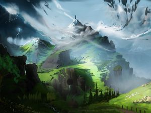 Preview wallpaper mountain, landscape, fantasy, art