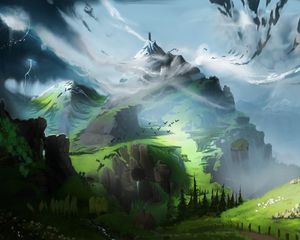 Preview wallpaper mountain, landscape, fantasy, art