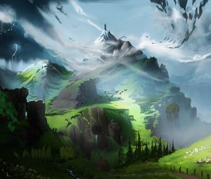 Preview wallpaper mountain, landscape, fantasy, art