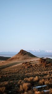 Preview wallpaper mountain, landscape, grass, distance