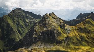 Preview wallpaper mountain, landscape, pond, valley, nature