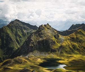 Preview wallpaper mountain, landscape, pond, valley, nature