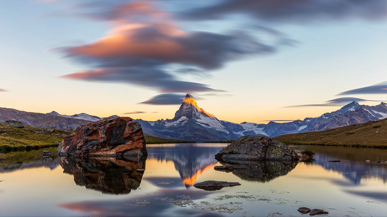 Wallpaper mountain, landscape, rocks, lake, nature