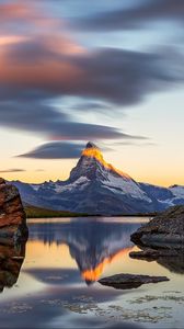 Preview wallpaper mountain, landscape, rocks, lake, nature