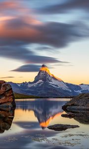 Preview wallpaper mountain, landscape, rocks, lake, nature