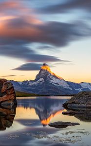 Preview wallpaper mountain, landscape, rocks, lake, nature