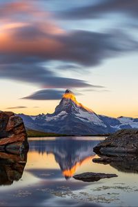 Preview wallpaper mountain, landscape, rocks, lake, nature