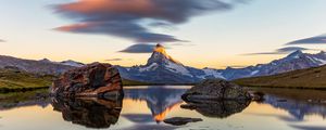 Preview wallpaper mountain, landscape, rocks, lake, nature