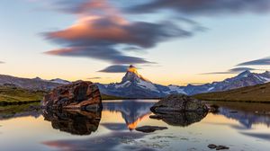 Preview wallpaper mountain, landscape, rocks, lake, nature