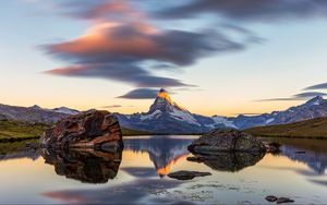 Preview wallpaper mountain, landscape, rocks, lake, nature