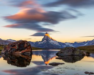 Preview wallpaper mountain, landscape, rocks, lake, nature