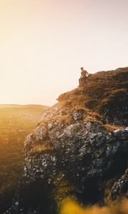 Preview wallpaper mountain, man, loneliness, sunlight, peak district national park, united kingdom