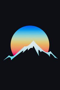 Preview wallpaper mountain, moon, art, vector, minimalism, gradient