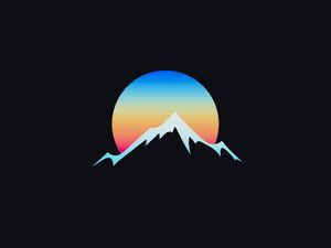 Preview wallpaper mountain, moon, art, vector, minimalism, gradient