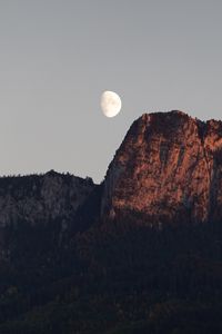 Preview wallpaper mountain, moon, evening, dusk, nature