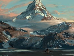 Preview wallpaper mountain, nature, landscape, art
