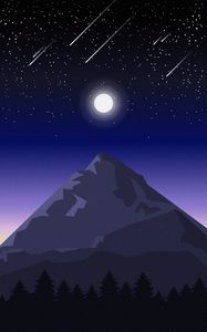 Preview wallpaper mountain, night, landscape, art, vector